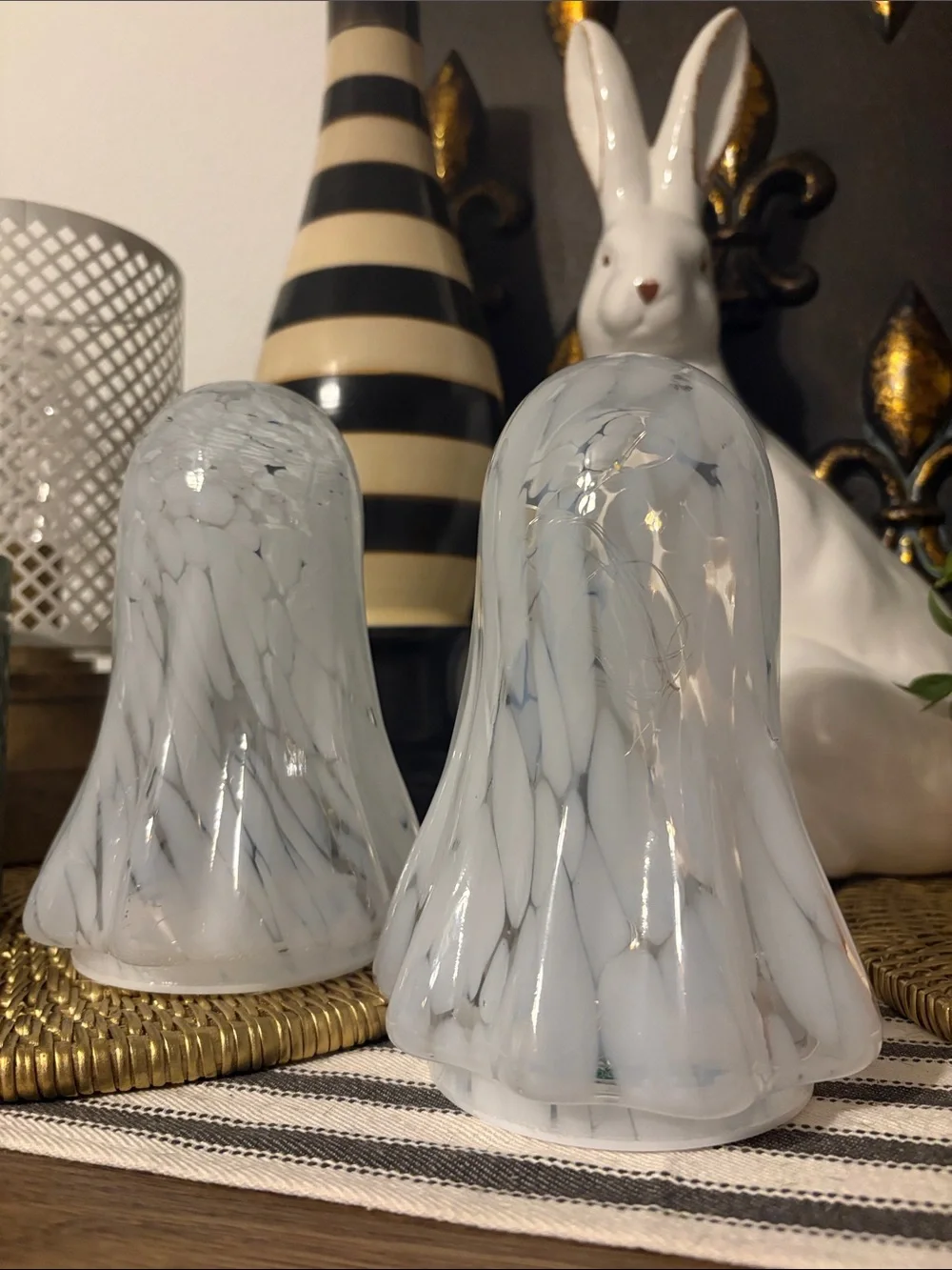 🆕Overjoyed Boutique Blown Glass Light Up Ghosts, Bundle Of 2